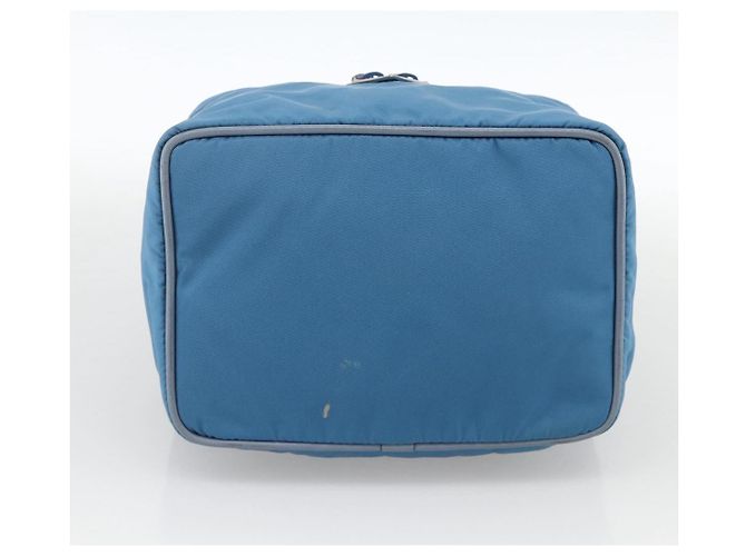 PRADA Vanity Borsa a Mano Nylon Blu Argento Auth YKZ1085 - vista 9