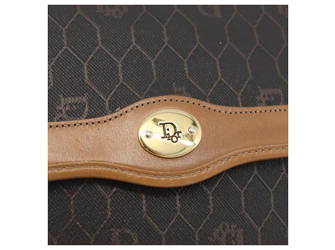 Borsa a spalla in tela a nido d'ape PVC nera e oro Christian Dior Auth ka3752 Nero D'oro - vista 14