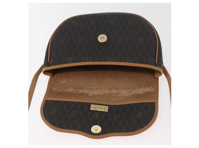 Borsa a spalla in tela a nido d'ape PVC nera e oro Christian Dior Auth ka3752 Nero D'oro - vista 15