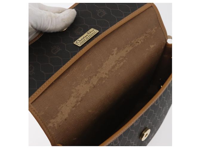 Borsa a spalla in tela a nido d'ape PVC nera e oro Christian Dior Auth ka3752 Nero D'oro - vista 17