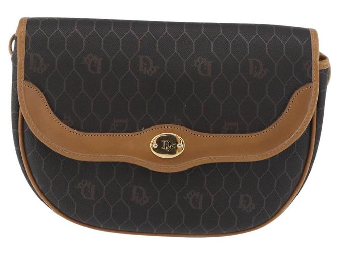 Borsa a spalla in tela a nido d'ape PVC nera e oro Christian Dior Auth ka3752 Nero D'oro - vista 2