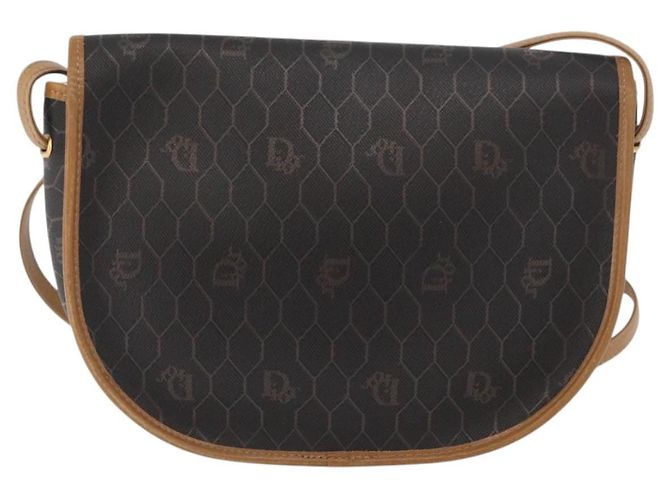 Borsa a spalla in tela a nido d'ape PVC nera e oro Christian Dior Auth ka3752 Nero D'oro - vista 3