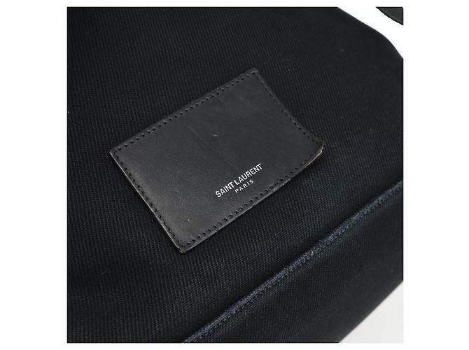 Zaino in tela nero e argento SAINT LAURENT Auth bs34220 - vista 16