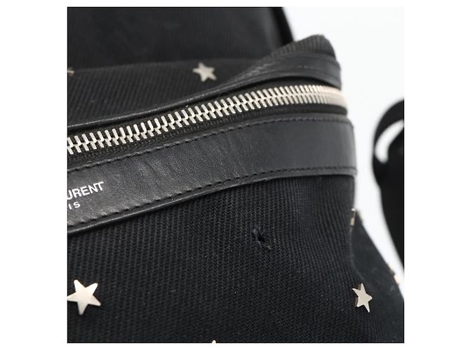 Zaino in tela nero e argento SAINT LAURENT Auth bs34220 - vista 17