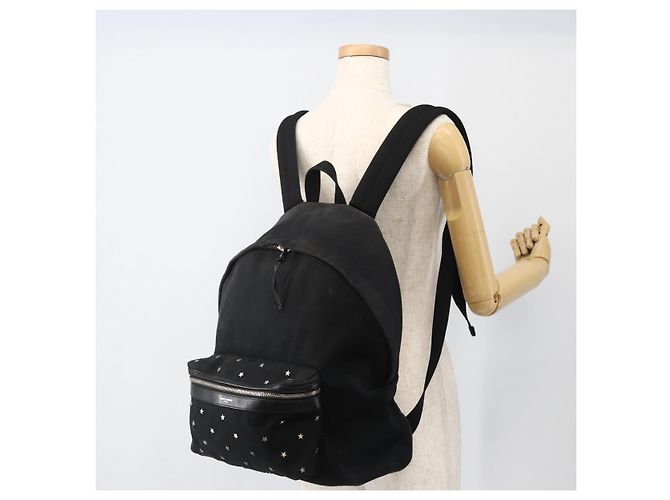 Zaino in tela nero e argento SAINT LAURENT Auth bs34220 - vista 28