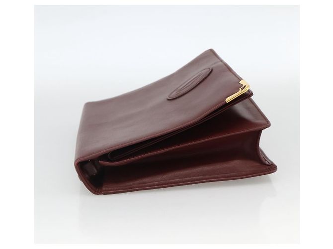 CARTIER Must Line Borsa Clutch in Pelle 2 Set Bordeaux Auth 174426 - vista 11
