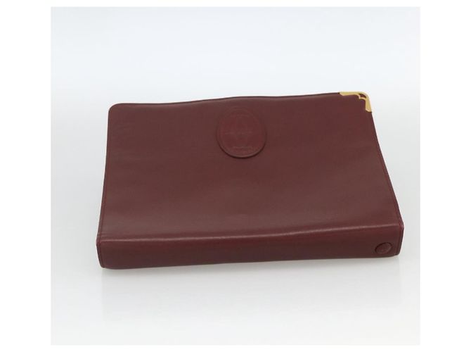 CARTIER Must Line Borsa Clutch in Pelle 2 Set Bordeaux Auth 174426 - vista 12