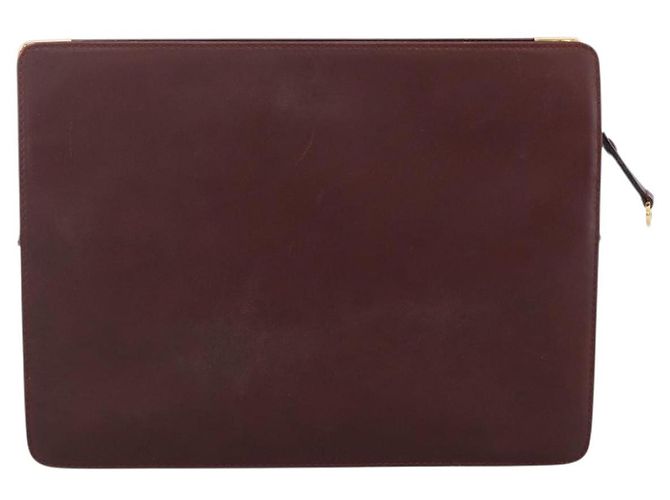 CARTIER Must Line Borsa Clutch in Pelle 2 Set Bordeaux Auth 174426 - vista 3