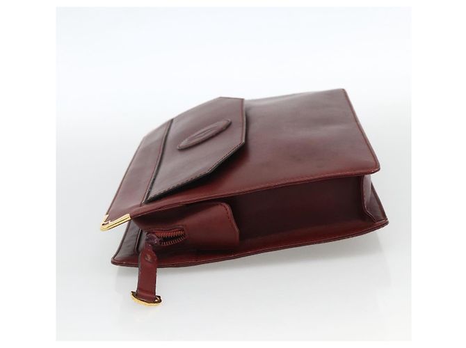 CARTIER Must Line Borsa Clutch in Pelle 2 Set Bordeaux Auth 174426 - vista 4