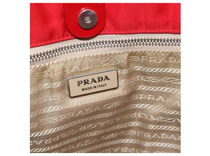 PRADA Bolsa de mão em nylon vermelho prata autêntica 174368 - vista 15