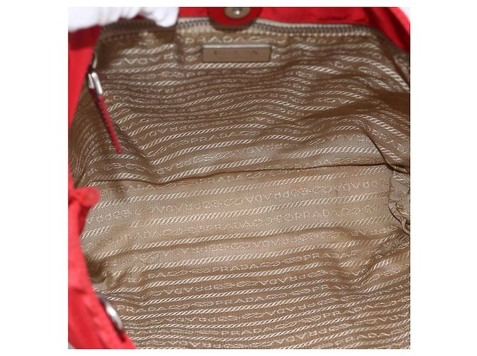 PRADA Bolsa de mão em nylon vermelho prata autêntica 174368 - vista 16