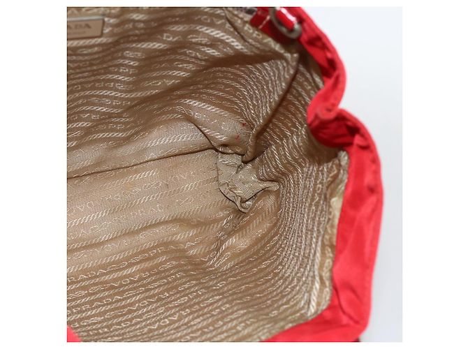 PRADA Bolsa de mão em nylon vermelho prata autêntica 174368 - vista 17