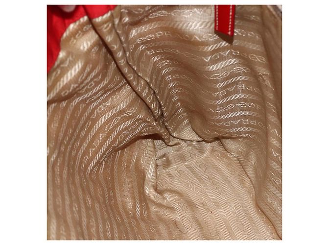 PRADA Bolsa de mão em nylon vermelho prata autêntica 174368 - vista 18