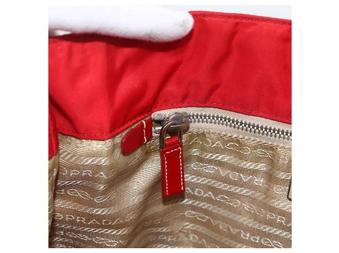 PRADA Bolsa de mão em nylon vermelho prata autêntica 174368 - vista 19