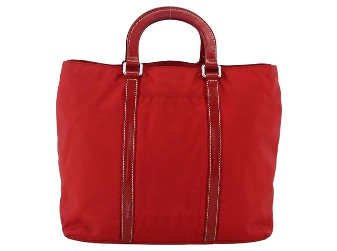 PRADA Bolsa de mão em nylon vermelho prata autêntica 174368 - vista 3