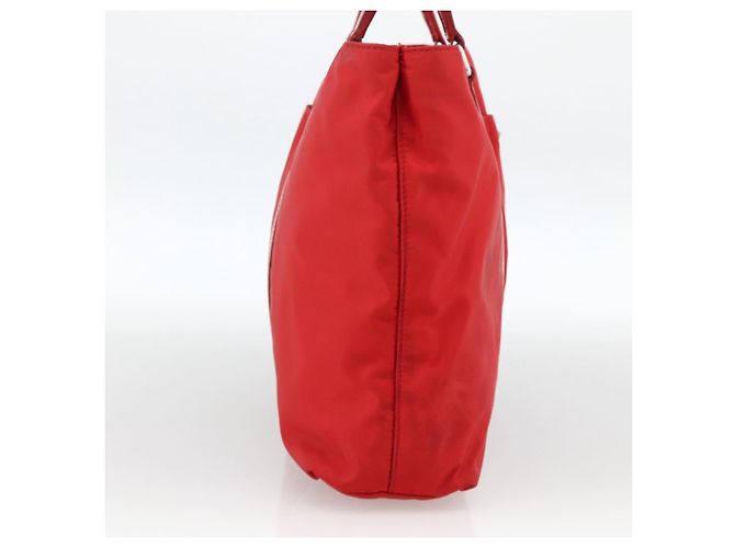 PRADA Bolsa de mão em nylon vermelho prata autêntica 174368 - vista 4