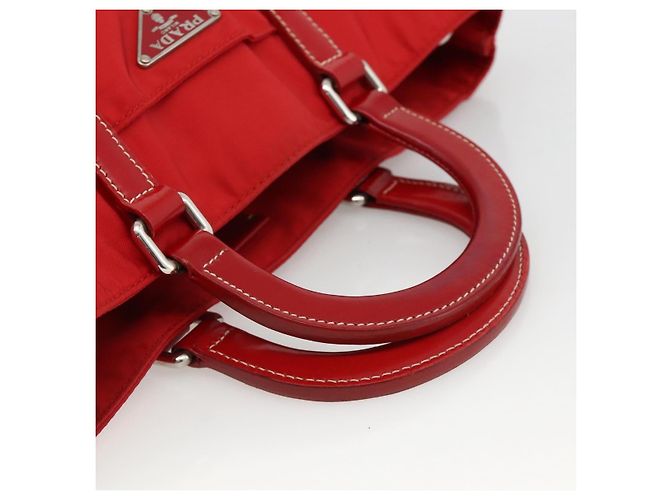 PRADA Bolsa de mão em nylon vermelho prata autêntica 174368 - vista 7