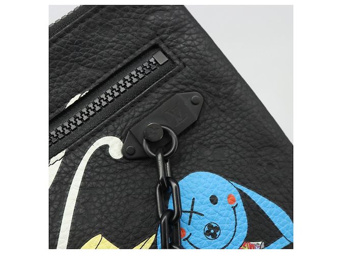 LOUIS VUITTON Taurillon Clemence LV Friend Pochette A4 Nera M80147 Auth YKZ1165SAM Nero - vista 13