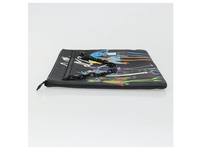 LOUIS VUITTON Taurillon Clemence LV Friend Pochette A4 Nera M80147 Auth YKZ1165SAM Nero - vista 5