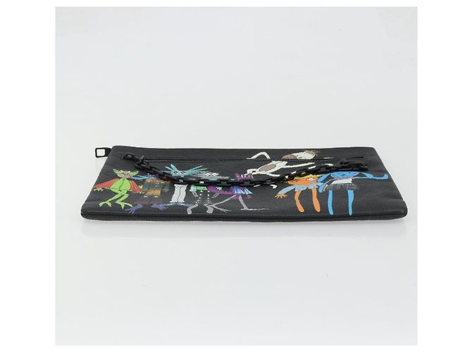 LOUIS VUITTON Taurillon Clemence LV Friend Pochette A4 Nera M80147 Auth YKZ1165SAM Nero - vista 7