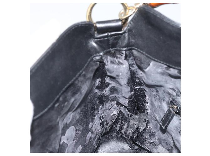 Borsa a mano in pelle Gucci Bamboo nera e oro 001 1638 3754 Auth YKZ262 Nero D'oro - vista 17