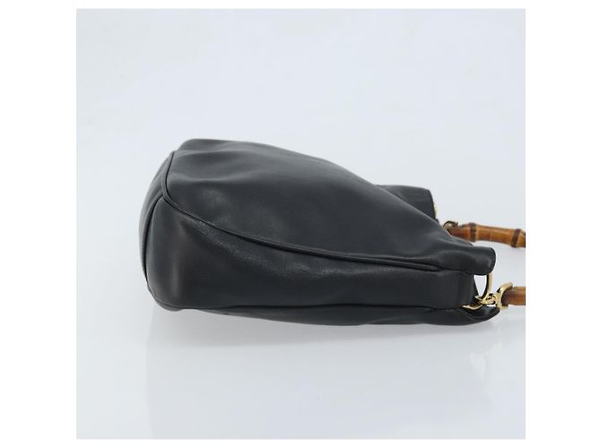 Borsa a mano in pelle Gucci Bamboo nera e oro 001 1638 3754 Auth YKZ262 Nero D'oro - vista 4