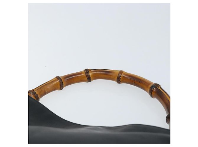 Borsa a mano in pelle Gucci Bamboo nera e oro 001 1638 3754 Auth YKZ262 Nero D'oro - vista 8