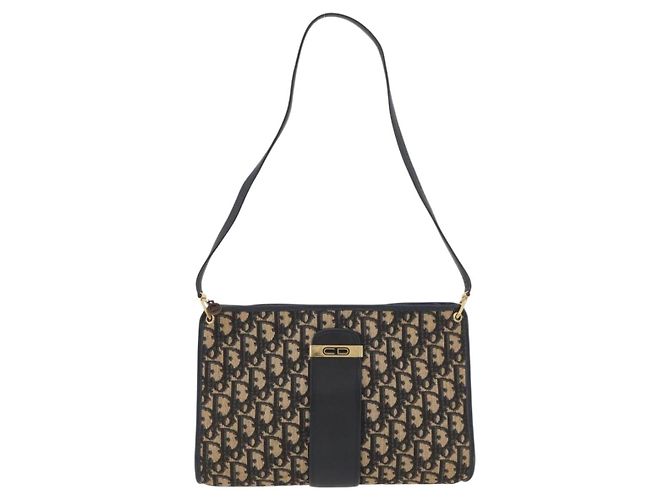 Borsa a Spalla in Tela Trotter Christian Dior Blu Navy e Oro Auth ARZ859 D'oro - vista 2