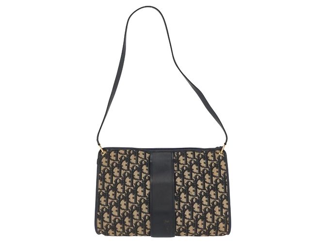 Borsa a Spalla in Tela Trotter Christian Dior Blu Navy e Oro Auth ARZ859 D'oro - vista 3