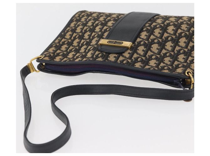 Borsa a Spalla in Tela Trotter Christian Dior Blu Navy e Oro Auth ARZ859 D'oro - vista 6