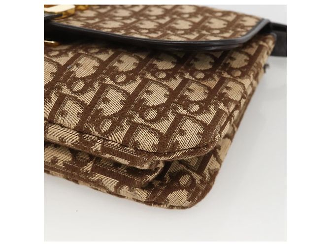 Sac à épaule en toile Trotter Christian Dior Beige Or Auth fm5276 Doré - vue 10