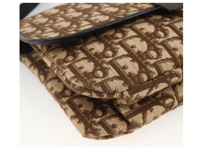 Sac à épaule en toile Trotter Christian Dior Beige Or Auth fm5276 Doré - vue 11
