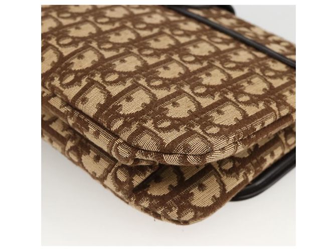 Sac à épaule en toile Trotter Christian Dior Beige Or Auth fm5276 Doré - vue 12