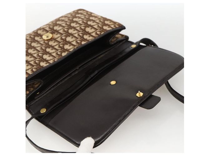 Sac à épaule en toile Trotter Christian Dior Beige Or Auth fm5276 Doré - vue 14