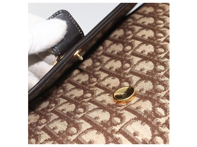 Sac à épaule en toile Trotter Christian Dior Beige Or Auth fm5276 Doré - vue 21