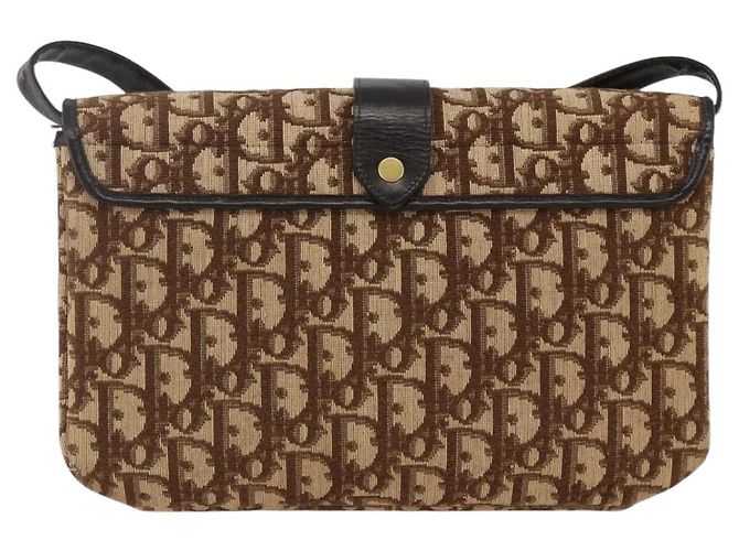 Sac à épaule en toile Trotter Christian Dior Beige Or Auth fm5276 Doré - vue 3