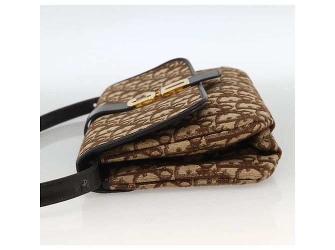 Sac à épaule en toile Trotter Christian Dior Beige Or Auth fm5276 Doré - vue 4