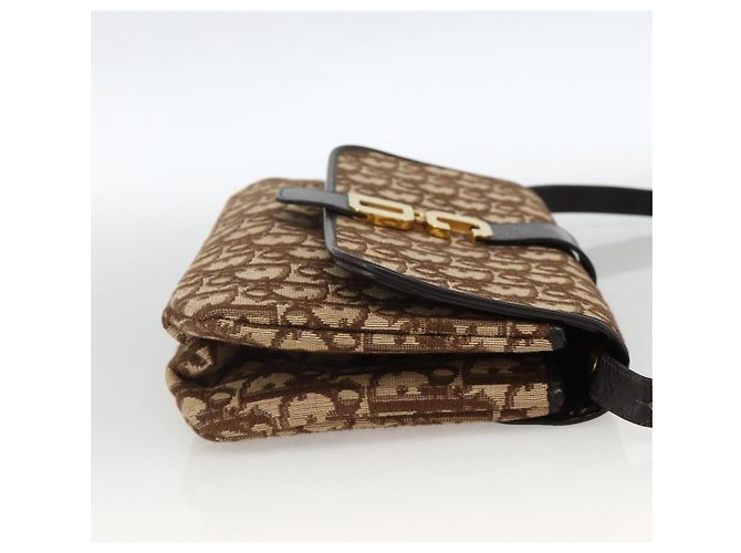 Sac à épaule en toile Trotter Christian Dior Beige Or Auth fm5276 Doré - vue 5