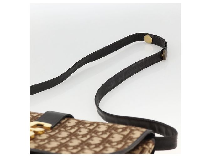 Sac à épaule en toile Trotter Christian Dior Beige Or Auth fm5276 Doré - vue 8