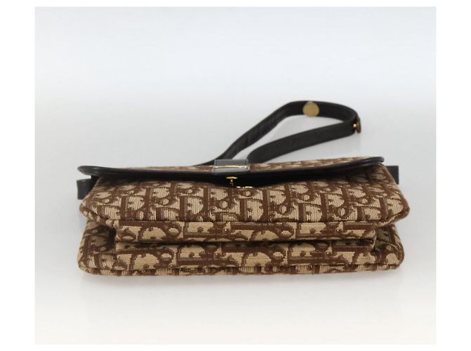 Sac à épaule en toile Trotter Christian Dior Beige Or Auth fm5276 Doré - vue 9
