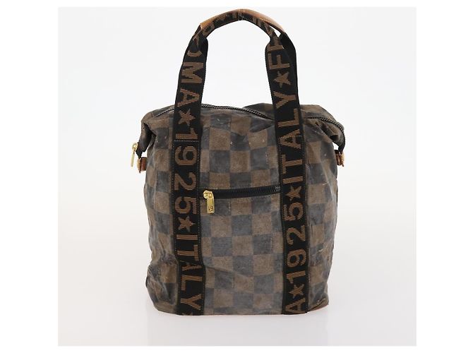 Pequin FENDI Pecan Canvas Tote Bag Beschichtete Leinwand 3 Set Braun Schwarz Auth ti3816 - Ansicht 15