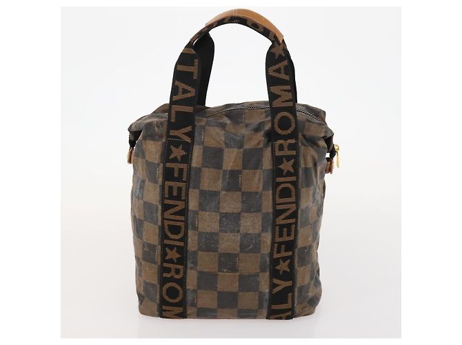 Pequin FENDI Pecan Canvas Tote Bag Beschichtete Leinwand 3 Set Braun Schwarz Auth ti3816 - Ansicht 16
