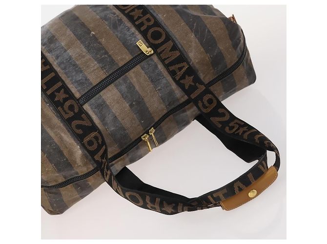 Pequin FENDI Pecan Canvas Tote Bag Beschichtete Leinwand 3 Set Braun Schwarz Auth ti3816 - Ansicht 5