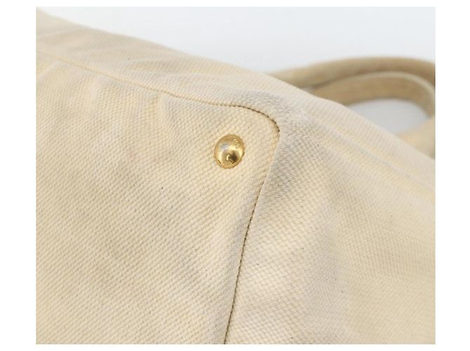 PRADA Canapa GM Borsa a mano in tela avorio oro Auth ka3683 D'oro Crudo - vista 10