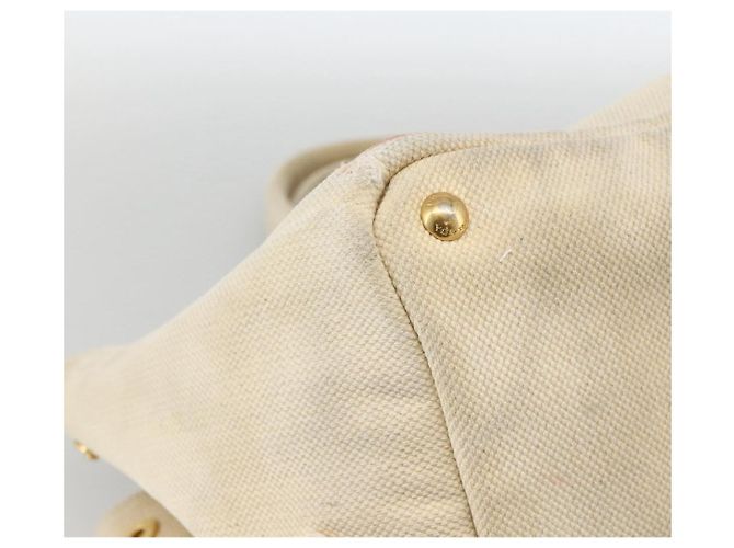 PRADA Canapa GM Borsa a mano in tela avorio oro Auth ka3683 D'oro Crudo - vista 11