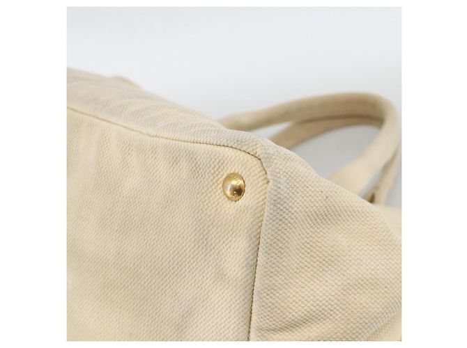 PRADA Canapa GM Borsa a mano in tela avorio oro Auth ka3683 D'oro Crudo - vista 12