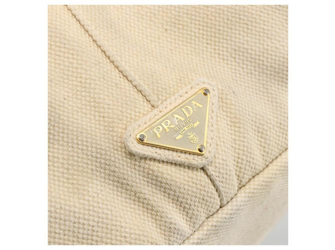 PRADA Canapa GM Borsa a mano in tela avorio oro Auth ka3683 D'oro Crudo - vista 14