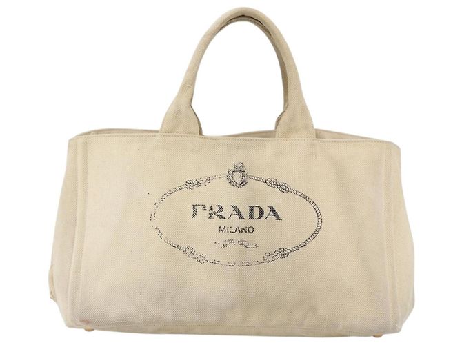 PRADA Canapa GM Borsa a mano in tela avorio oro Auth ka3683 D'oro Crudo - vista 2