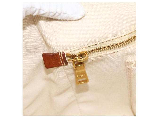 PRADA Canapa GM Borsa a mano in tela avorio oro Auth ka3683 D'oro Crudo - vista 21