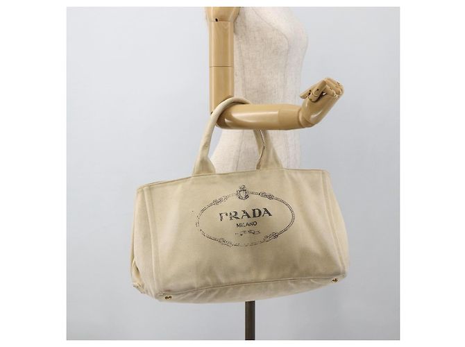 PRADA Canapa GM Borsa a mano in tela avorio oro Auth ka3683 D'oro Crudo - vista 24
